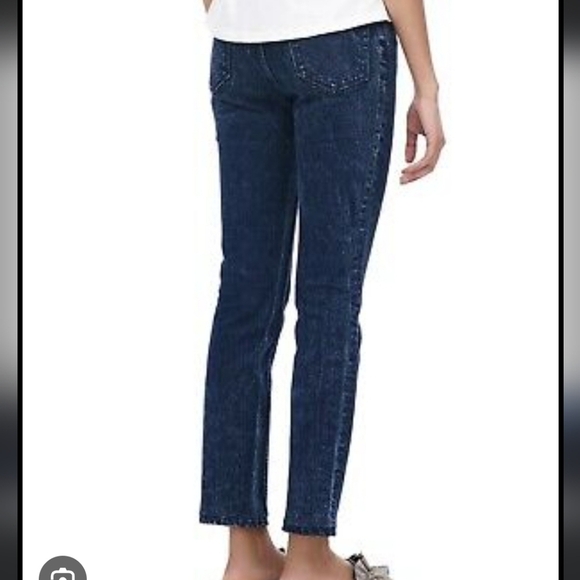 La Vie Rebecca Taylor Ines High Rise Straight Tapered Jean In Acid Ink Wash - Picture 2 of 10